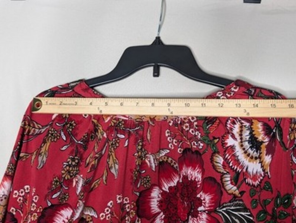 Hope Springs‎ Women's Red Floral Long Sleeve Dress Size Medium V Neck - Picture 7 of 9